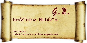 Gránicz Milán névjegykártya