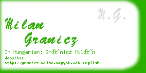 milan granicz business card